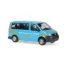 Model redukcyjny Volkswagen T5 Transporter Bus "FlexiDole, Dole" w skali 1/87, Herpa. Niebieski z żółtymi wzorami i napisami.