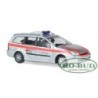 Model redukcyjny Ford Focus Turnier "DRK KV Weißwasser" w skali 1:87, Rietze. Biały z czerwonymi paskami, sygnały świetlne.