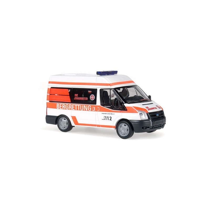 Model redukcyjny FORD Transit Bus, skala 1:87, pomalowany w barwy "Die Johanniter Bergrettung".
