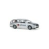Model redukcyjny FORD Mondeo Turnier, skala 1:8, z reklamą Feldschlösschen Bier. Srebrny samochód z czarnym przodem.