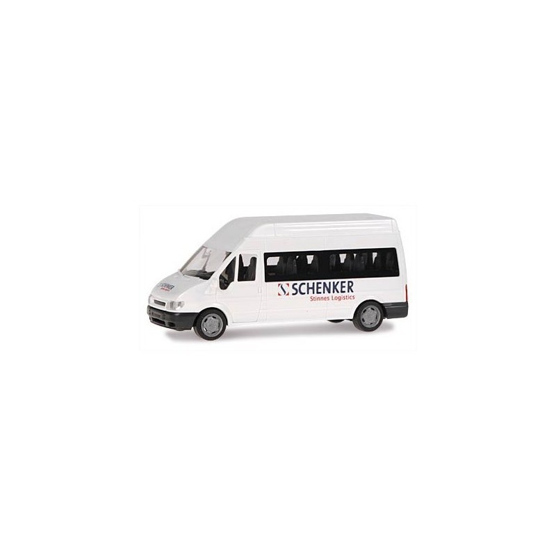 Model redukcyjny FORD Transit 2000 Schenker, skala 1:87. Biały van z logo Schenker Stinnes Logistics.