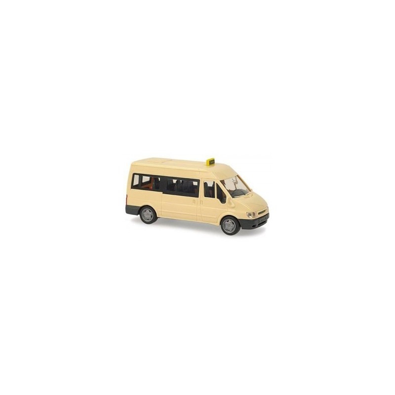 Model redukcyjny FORD Transit 2000 Taxi, skala 1:87, RIETZE. Żółty taksówka z czarnymi detalami.