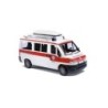 Model redukcyjny Fiat Ducato, skala 1:87, biało-czerwony ambulans Bergwacht.