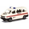 Model VW T4 Malteser Fulda, skala 1:87, Herpa. Biały van z czerwonym paskiem i napisem Malteser.