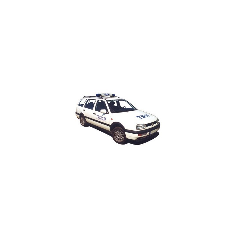 Model VW Golf Variant THW, skala 1:87, Herpa. Biały, z niebieskimi napisami THW.
