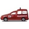 Model VW Caddy FW Ludwigshafen, skala 1:87, AWM. Czerwony samochód strażacki z logotypami.