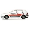 Model VW Golf IV, skala 1:87, JUH/Hausnotruf Cottbus, biały z pomarańczowymi detalami.