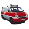 VW T4 KR JUH Wetterau, skala 1:87, czerwono-biały, detale pojazdu ratunkowego.