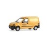 Model redukcyjny Renault Kangoo Telecom, skala 1:87, żółty z czarnymi akcentami i logotypem B-Telecom.