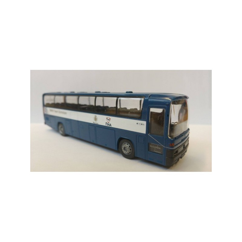 Model redukcyjny autobusu MERCEDES O 303 RHD Eleganza, skala 1:87, niebieski z białym paskiem.