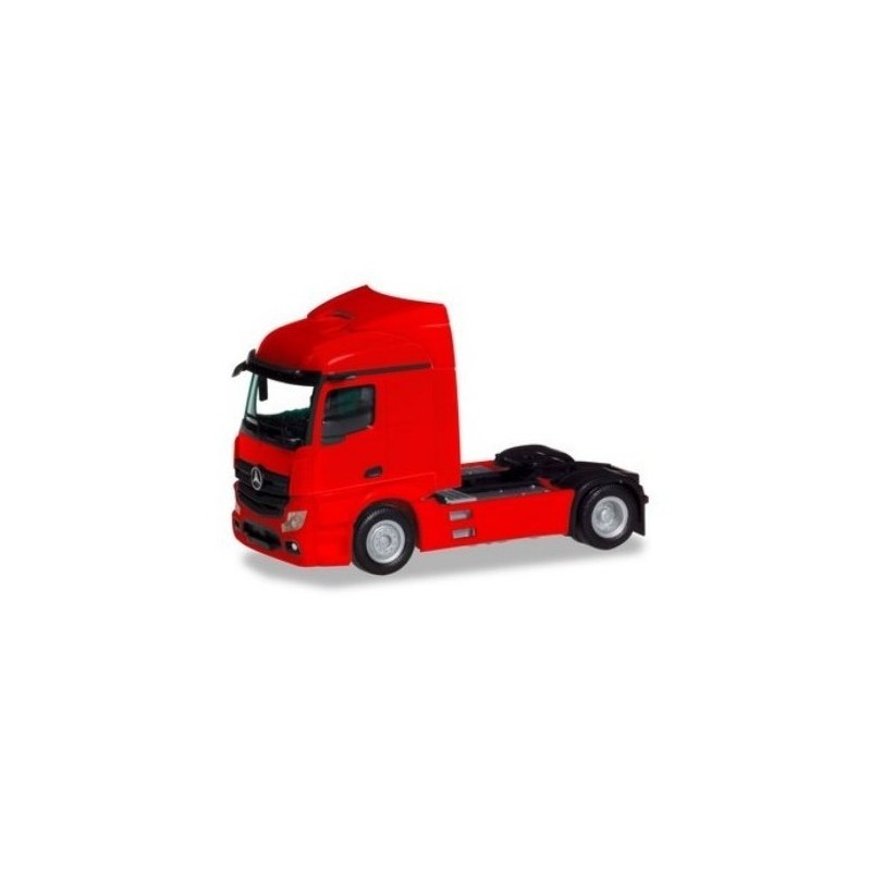 Model redukcyjny Mercedes-Benz Actros, skala 1:87, HERPA. Czerwony, z czarnymi detalami.