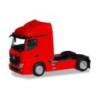 Model redukcyjny Mercedes-Benz Actros, skala 1:87, HERPA. Czerwony, z czarnymi detalami.