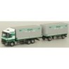 Model redukcyjny Mercedes-Benz Actros L, skala 1:87, AWM. Zielono-biały, z naczepą.