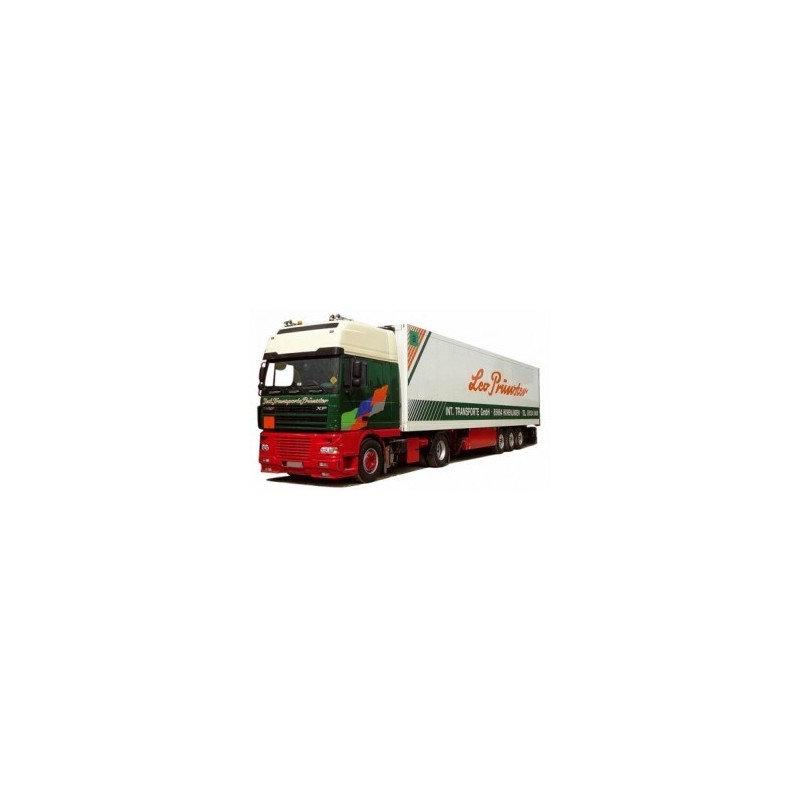 Model DAF XF 95 SSC/Aerop. - Kühl-KSZ, skala H0, AWM, zielono-czerwony z naczepą chłodnią.