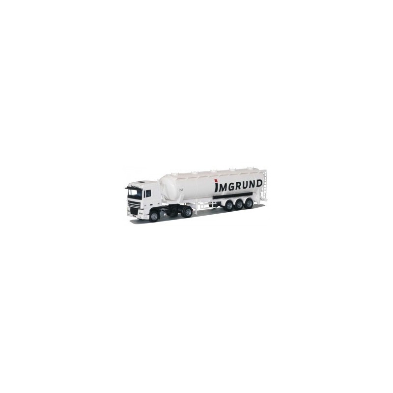 Model DAF XF 95, skala 1:87, Herpa. Biała cysterna z logotypem iMGRUND.
