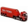 Model Volvo "NEU" GL, skala 1:87, AWM. Czerwony, z naczepą, logo Glass Partners.