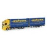Model Scania R HL "Schuon" Herpa 1:87, żółto-niebieski, logotyp Schuon.