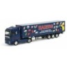 Model redukcyjny Mercedes Benz Actros, skala 1:87, Herpa. Ciężarówka Haribo, naczepa z logo i produktami.