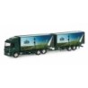 Model redukcyjny Mercedes-Benz Actros LH "Jever", skala 1:87, Herpa. Zielony ciągnik siodłowy z naczepą, logo "Jever".