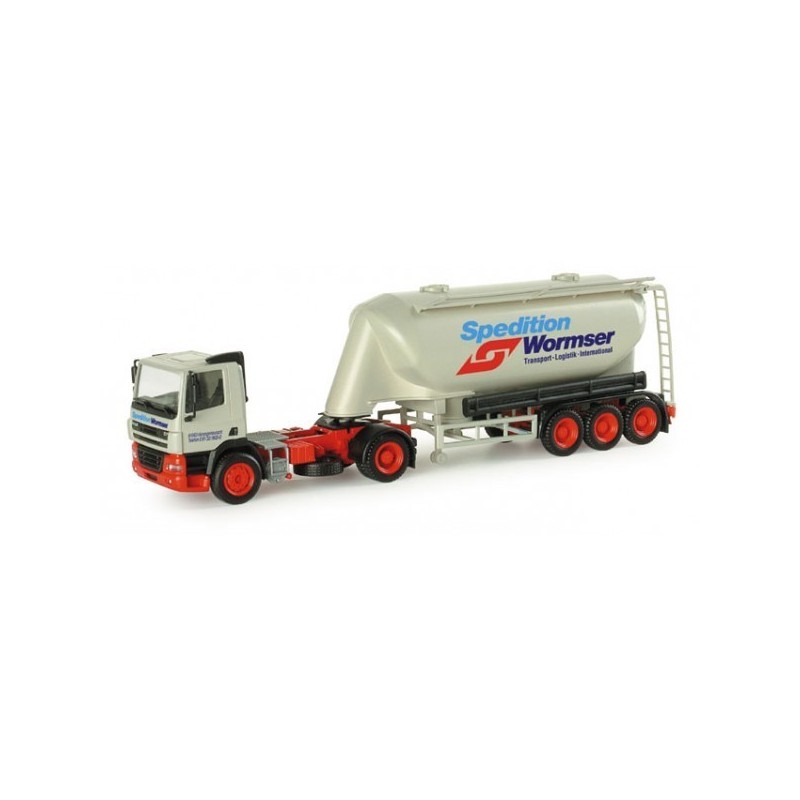 Model DAF CF Wormser, skala 1:87, Herpa. Ciężarówka z cysterną, czerwone i czarne detale.