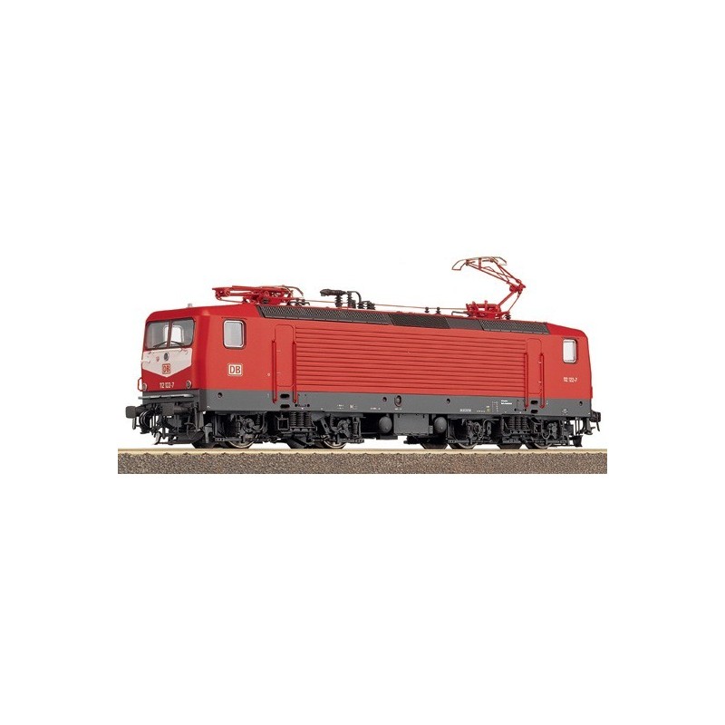 Lokomotywa elektryczna ROCO 63555, skala 1:87, czerwona z szarym pasem, logo DB.