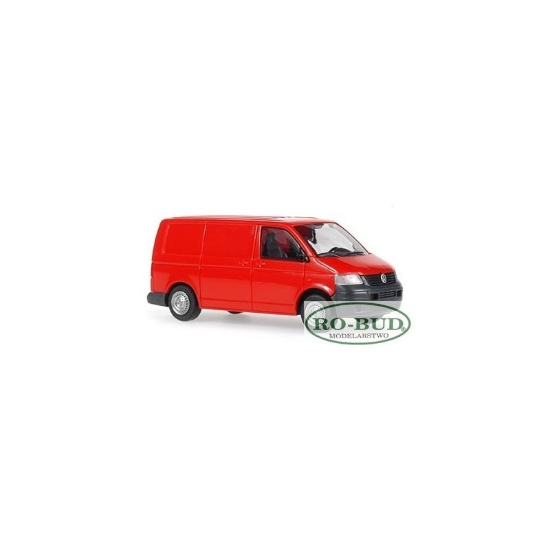 Model redukcyjny Volkswagen T5 Transporter, skala 1:87, czerwony.