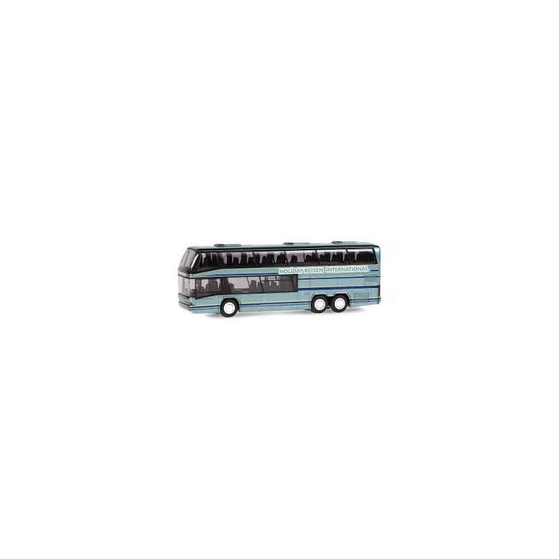 NEOPLAN Skyliner, skala 1:87, Holiday Reisen. Zielono-szary autobus dwupiętrowy.