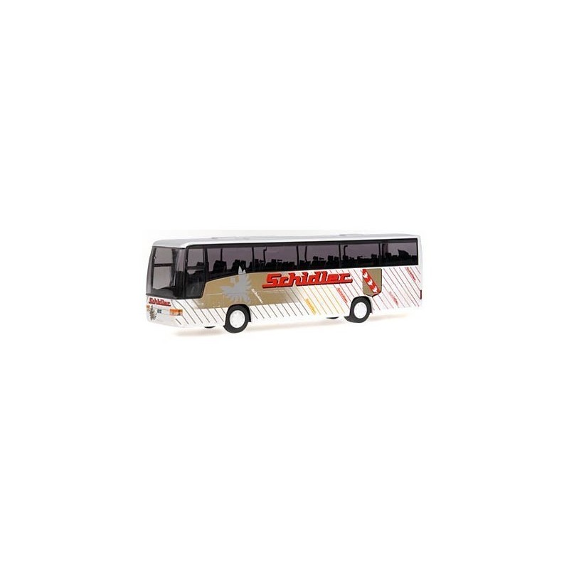 Model redukcyjny VAN HOOL T9 Schidler, Bouzonville, skala 1:87. Biały, czerwony i złoty autobus.