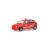 Model redukcyjny Citroen C3, skala 1:87, Feuerwehr Stadt Luxembourg. Czerwony samochód strażacki z niebieskim kogutem.