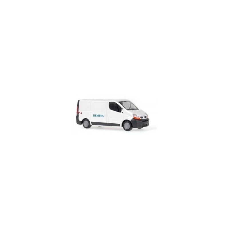 RENAULT Trafic Siemens, skala 1:87, biały van z logo Siemens.