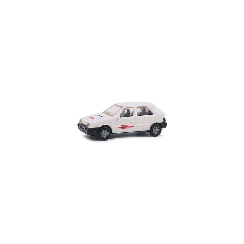 Model redukcyjny Skoda Favorit, skala 1:87, Igra. Malowanie DHL, detale wnętrza.