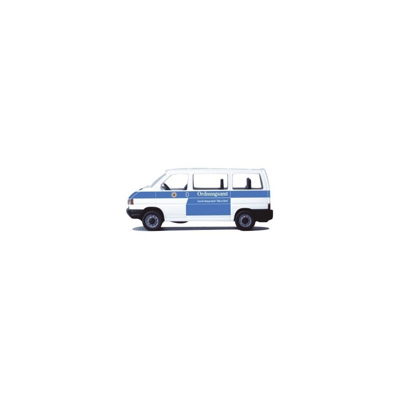 Model VW T4, skala 1:87, Ordnungsamt Düsseldorf, biało-niebieski.