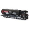 Model redukcyjny MB Actros MP2, skala 1:87, AWM. Czarny zbiornikowiec z logo Rüdebusch.