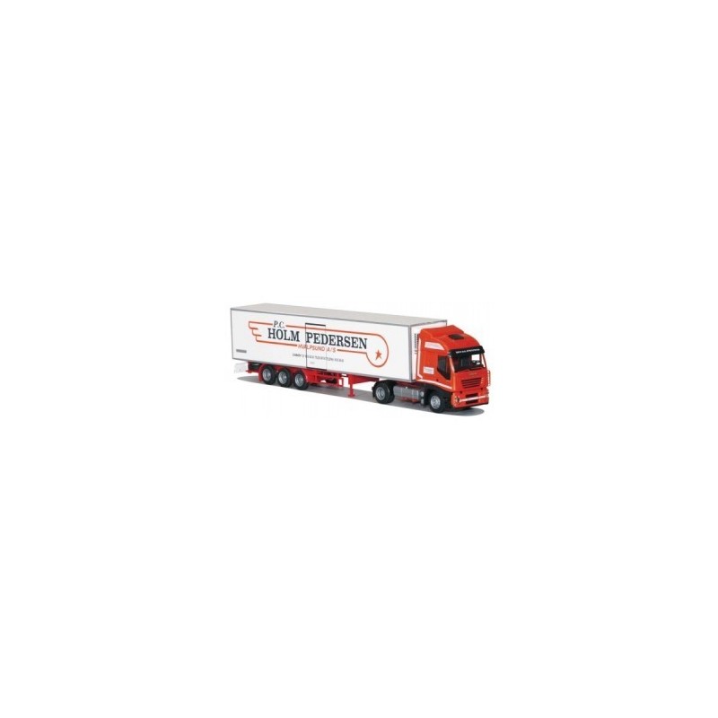 Model Iveco Stralis/Aerop. - Kühl-KSZ, skala 1:87, AWM. Czerwono-biały, z naczepą chłodnią.