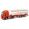 Model redukcyjny Iveco Stralis, skala nieokreślona, AWM. Czerwony ciągnik siodłowy z białą cysterną, logo Intertank.