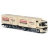 Model redukcyjny Mercedes-Benz Actros L, skala 1:87, AWM. Beżowa naczepa z logo Nemann i Malteser.