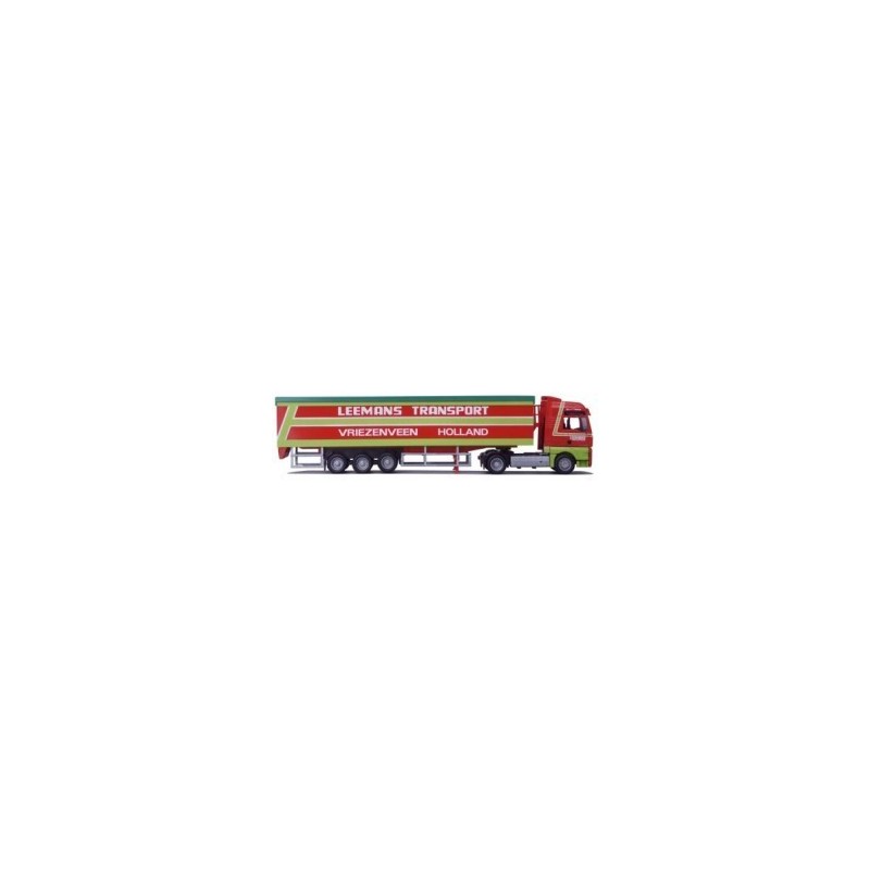 Model redukcyjny MAN TG-A, skala 1:87, AWM. Czerwono-zielony, z naczepą, logo Leemans Transport.
