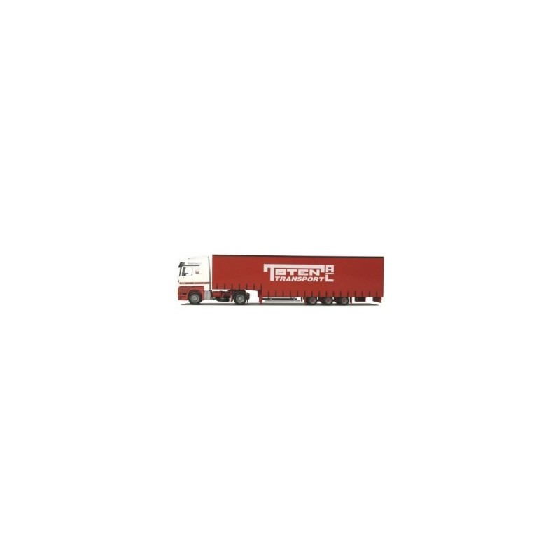 Model redukcyjny MB Actros MP2, skala 1:87, AWM. Czerwony kontener z logotypem Teten Transport.
