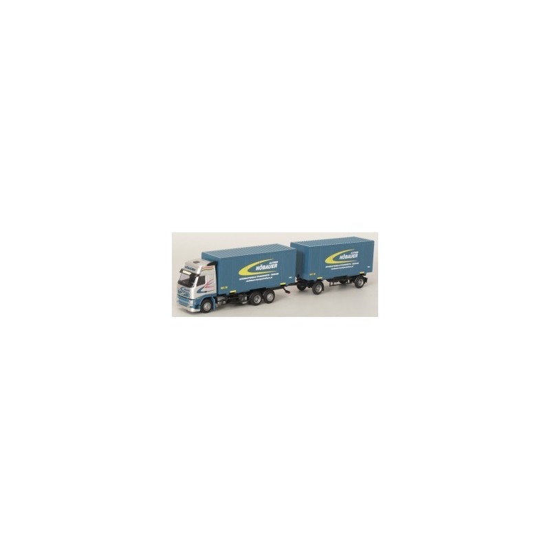 Model redukcyjny Volvo Glob. XL - CB-HZ, skala 1:87, AWM54176. Niebieskie naczepy z logo "KOBALEX".