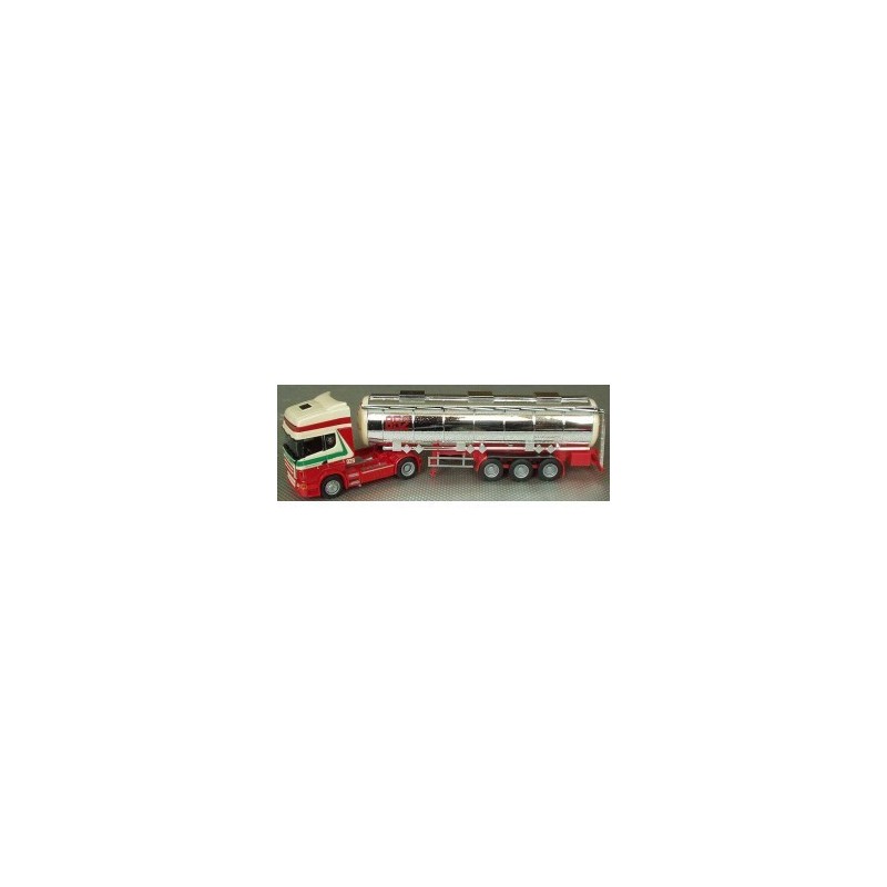 Model Scania R Topline/Aerop., skala 1:87, AWM. Czerwono-biały zbiornikowiec.