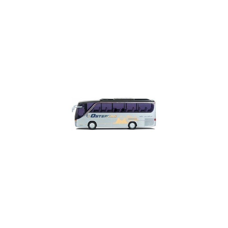 Model redukcyjny autobusu SETRA S 411 HD, skala 1:87, AWM. Biały z logo Ostepag.