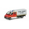 Mercedes-Benz Sprinter, skala 1:87, Herpa. Czerwono-biały samochód strażacki z napisem "Feuer - Notfall".
