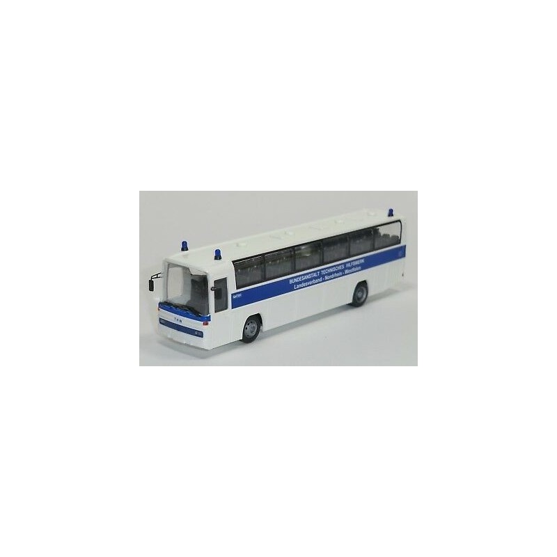 Mercedes-Benz MB O 303 RHD THW NRW, skala 1:87, biały z niebieskim paskiem.