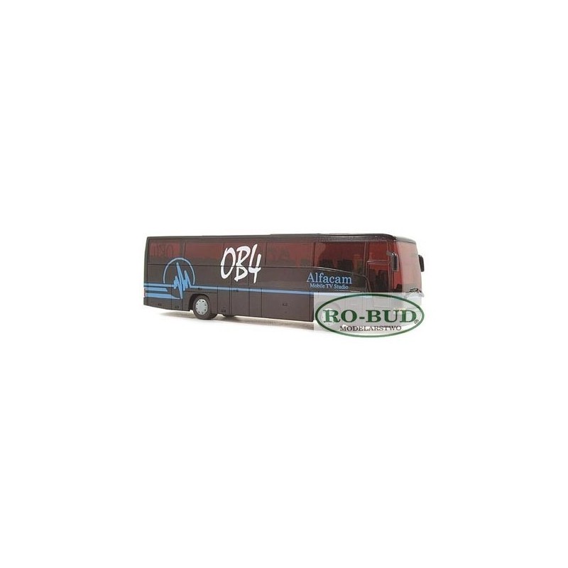 Model redukcyjny VAN HOOL T9 Alfacam Ob4, skala 1:87, czerwono-szary z logotypem Alfacam.