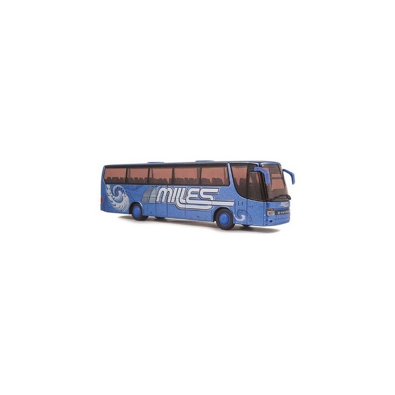 Model redukcyjny autobusu SETRA S 315 HD Milles, skala 1:87, niebieski z napisem "MILES".