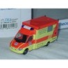 Model redukcyjny karetki, skala 1:87, Rietze. Czerwono-żółty, z napisem "Rettungsdienst".