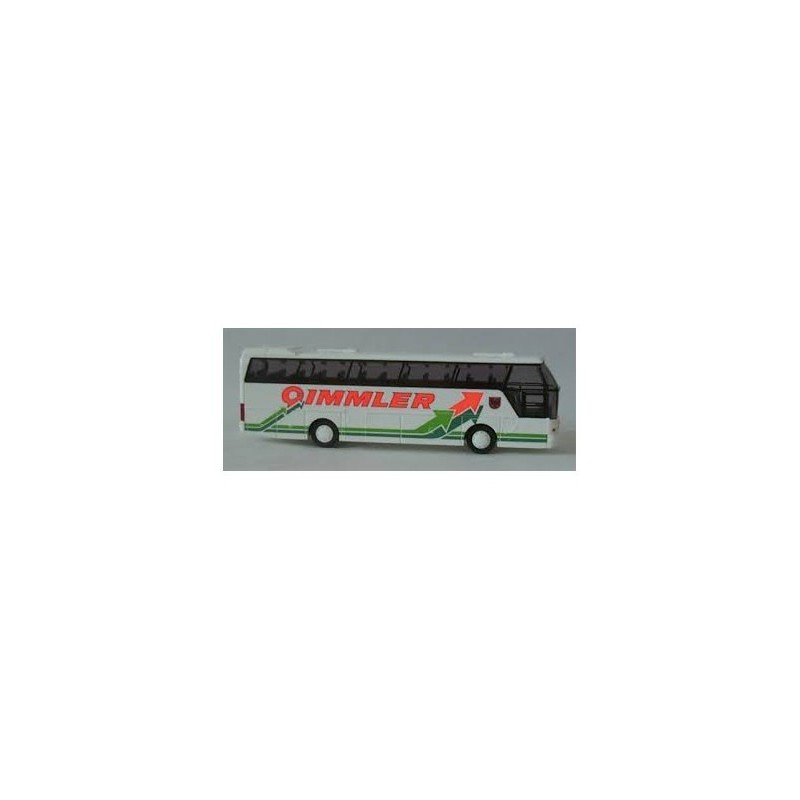 Model autobusu NEOPLAN Cityliner, skala 1/87, Gimmler Wetzlar, biały z czerwonym napisem i zielonymi paskami.