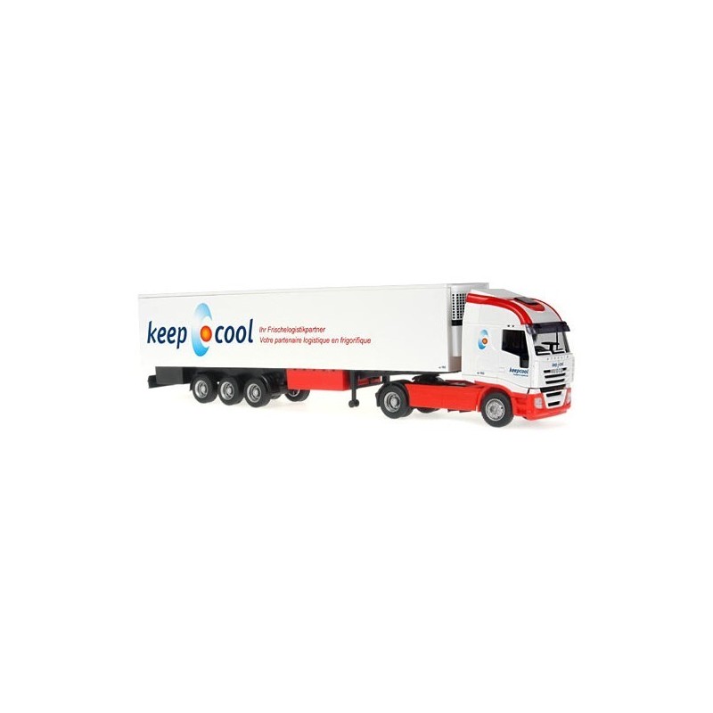 IVECO Stralis, 1:87, biały i czerwony, naczepa chłodnia "keepcool Transport AG".