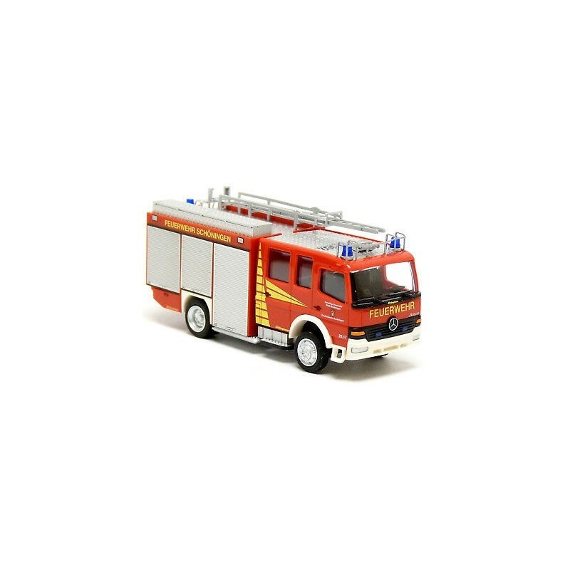 Model redukcyjny MERCEDES TLF 16/25, skala 1:87, Rietze. Czerwony wóz strażacki, napis "FEUERWEHR".