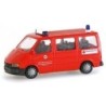 Model redukcyjny FORD Transit DRK Hochspeyer, skala 1:87. Czerwony ambulans z sygnalizacją, logo czerwonego krzyża.